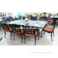 Luxury outdoor cast aluminum dining table & chair set with newest design pierced